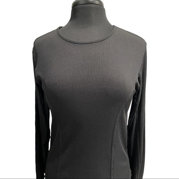 𝅺harley Davidson Black Ribbed Long Sleeve Fitted Crewneck Riding Top - Picture 2 of 13